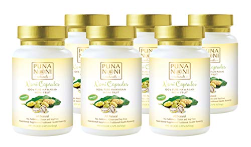 Puna Noni Naturals -100% Pure Hawaiian Noni Fruit Powder Capsules 100ct Bottle (6-100ct Bottles))