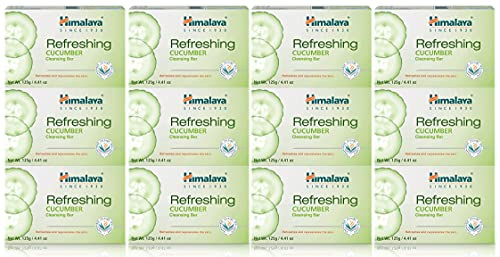 Himalaya Refreshing Cucumber Cleansing Bar, Face And Body Soap For Soft Skin, 4.41 Oz, 12 Pack #TOP4