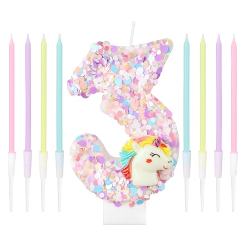 Vela de cumpleaños de unicornio, decoración de tarta, unicornio rosa brillante, vela de...