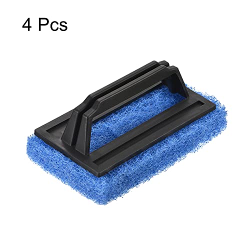 Image of PATIKIL 15cm Scouring Pad Brush, 4 Pack Cleaning Scrub with Handle Kitchen Bathroom Sponge Washing Tools, Blue