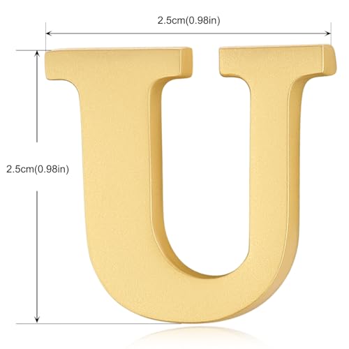 Image of HONEY BEAR Mens Womens Initial Alphabet Letter Lapel Pins Collar Badge Brooches for Business Wedding Graduation Gift Matte Gold 0.59 inches