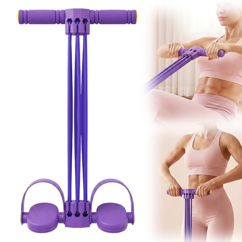 Pedal Resistance Bands with Handles 2026 New Yoga Pedal Fashion Puller Multifunction Tension Rope for Home Workout Equipment Elastic 6 Tube Foot Pedal Resistance Band for Women Full Body (Purple)