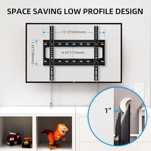 Image of HOME VISION TV Wall Mount Fixed for Most 26-65 Inch Flat /Curved TVs | Max VESA 400X400mm up to 99Lbs Fits 16 Inch Wood Studs, Universal Low Profile Wall Mount TV Bracket, Space Saving HV8401