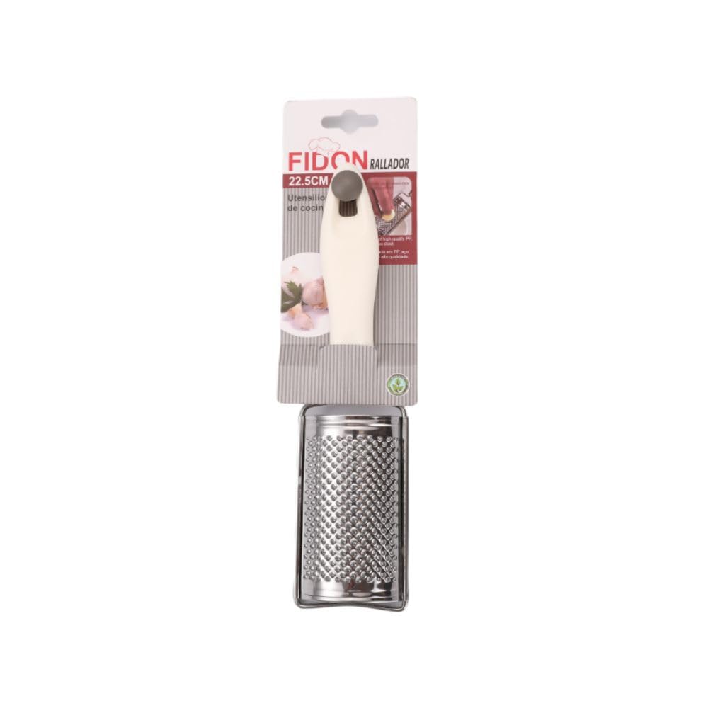 Rallador fino curvo de acero inoxidable, mango blanco