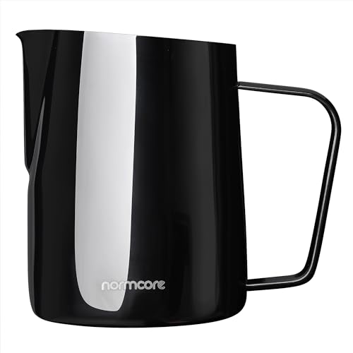 Normcore Milk Pitcher with Sharp Spout - Espresso Steaming Pitcher - Milk Frothing Jug - Espresso Barista Tool - Gun-Metal Black - 20.3 oz (600 ml)