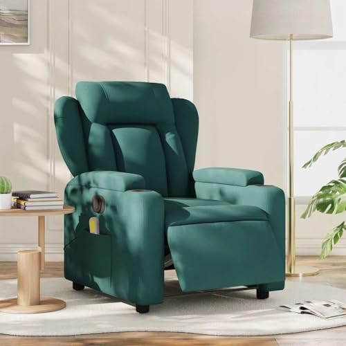 Genérico Sillón reclinable de Masaje eléctrico Tela Verde Oscuro, Sillones Verde,3204476