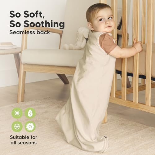 Image of 2-Pack Organic Baby Sleep Sacks, 100% Cotton 0.5TOG (Ecru, 18-24M) | Soft Breathable, Baby Wearable Blanket, Toddler Sleeping Sack 18-24 Months, Easy to Wear Transitional Swaddles for Newborns
