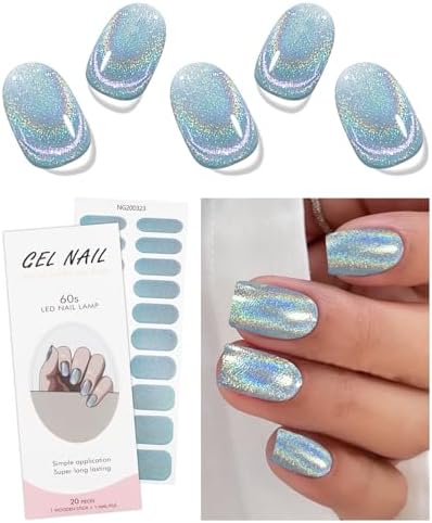 JMEOWIO Gel Semicurado de Pegatinas Brillo Azul Púrpura Gel Semi-...