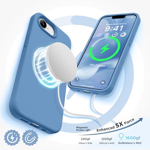 Image of GolbinBox Magnetic for iPhone 17e /16e Case, Silicone Cover, Lake Blue