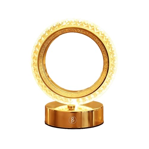 Image of Crystal Table Lamp Round Cordless Luxury | Diamond Nightstand | Starry Night Light | Table Light Bedroom, Living Room, Party Decor (Round