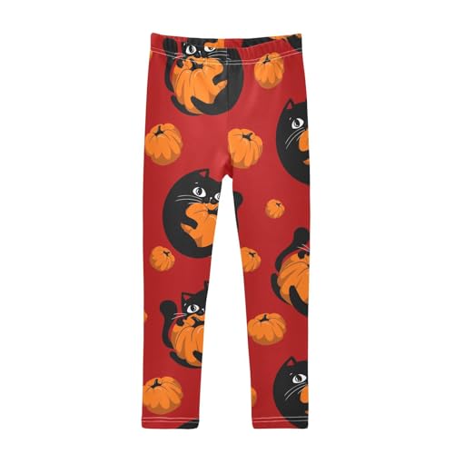 Cat and Pumpkin Girls Leggings,Workout Leggings for Girls Toddler Athletic Legging Size for 3-10T