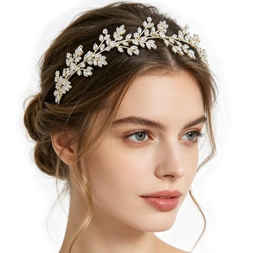 Jorsnovs Fashion Bridal Headpieces for Wedding Bride Hair Accessories Cubic Zirconia Headbands for Women CZ Birthday Gifts