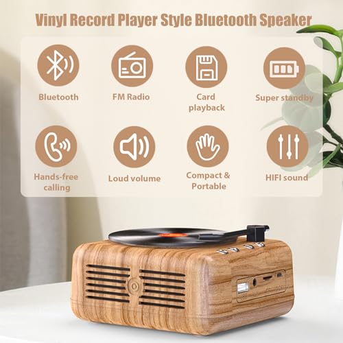 Fdit Haut-Parleur Bluetooth de Style Platine Vinyle Rétro, Tourne-Disque Vinyle Haut-Parleur 5W à L’ancienne, Son Surround Stéréo 360 ° et Amélioration des Basses - Les Beatles, Paul McCartney, John Lennon, RIngo Starr, George Harrison Fdit Haut-Parleur Bluetooth de Style Platine Vinyle Rétro, Tourne-Disque Vinyle Haut-Parleur 5W à L'ancienne, Son Surround Stéréo 360 ° et Amélioration des Basses – Image 4