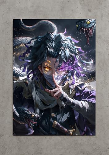 Image of NIJUKA Anime Printed A4 Size Metal sheet Poster For Home And Room Decoration | For Anime Art Fans Boys And Girls (Serpent brithing Hashira)