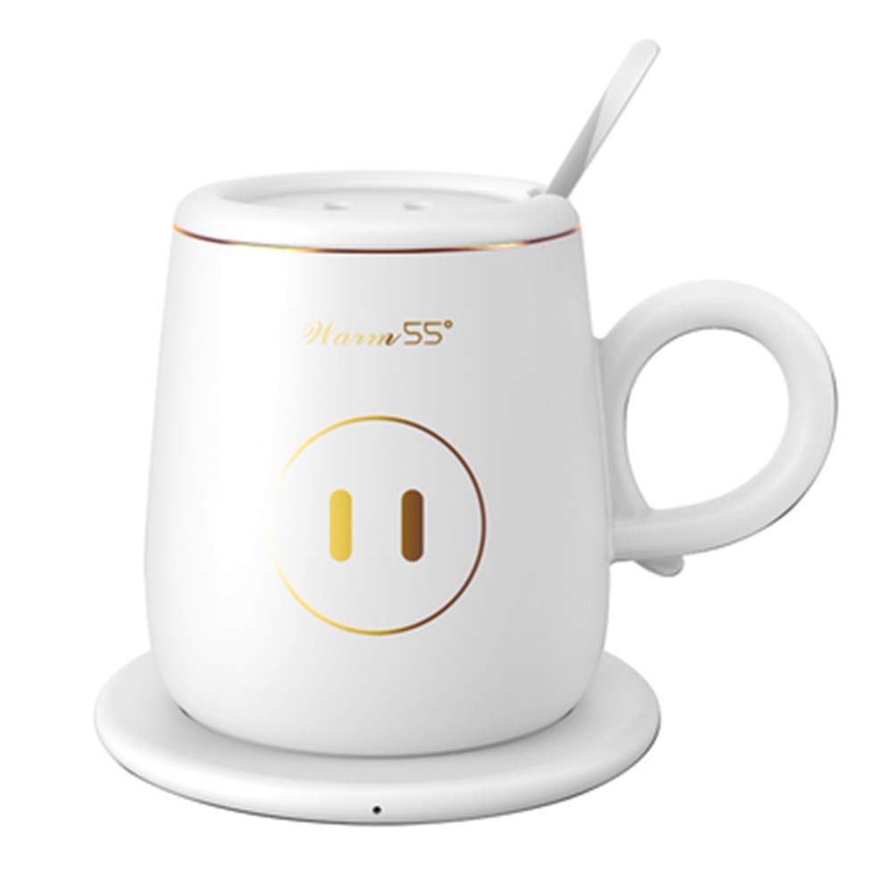 Tasse chauffante 55°C en verre blanc avec chauffe-tasse 350 ml
