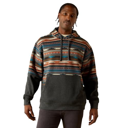 Image of ARIAT Men's Rust Serape Color Block Hoodie Rust M