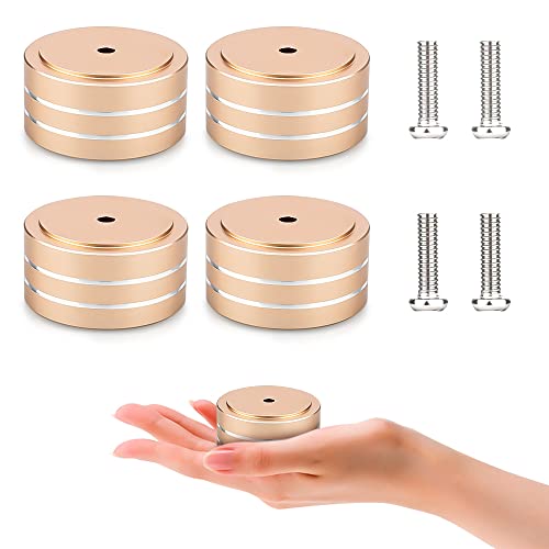 Audiocrast 4X Gold HiFi Speaker Isolation Feet Pad, Aluminum 40x20mm Turntable Stand Feet Amplifier Shock Absorber Non-Slip Hi-End Vibration Dampener Floor Protector for Subwoofer DAC CD Turntable Amp