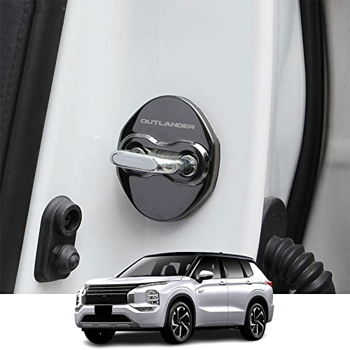 Kakash 三菱専用ステンレスドアロックカバー 保護バックルカバー 防錆 ラッチストップ インテリアモールディング ステンレス スチールカースタイリング プ外装カスタムパーツ アクセサリー爪キズ防止 防止防塵 取り付け簡単 車種専用設計4点セット(ブラッ