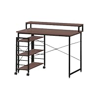 Amazon | 【ダークブラウン】パソコンデスク キャスター付きで移動可能