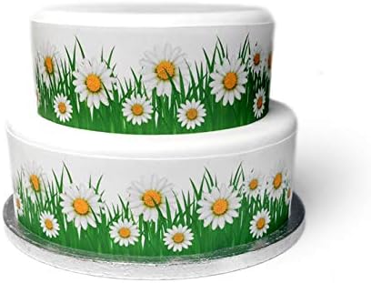 Edible Decor Sheet Pretty Daisy Flower Spring Easter Border Ribbon - Perfect for Decorating Larger Cakes- Easy to Use