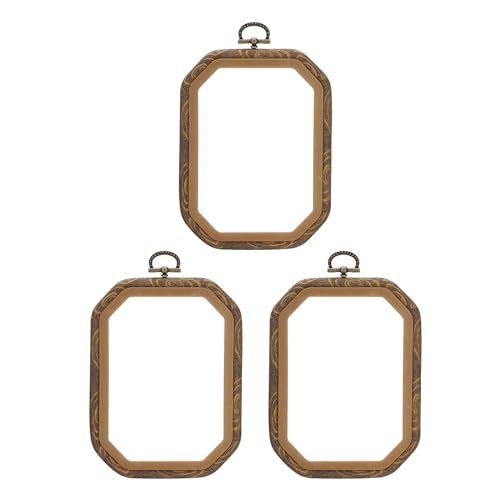 Image of PATIKIL 6x4.3inch Embroidery Hoops, 3Pieces Imitated Wood Octagonal Frame Cross Stitch Hoop Ring for Embroidery Art Craft Sewing Ornaments Hanging Decoration
