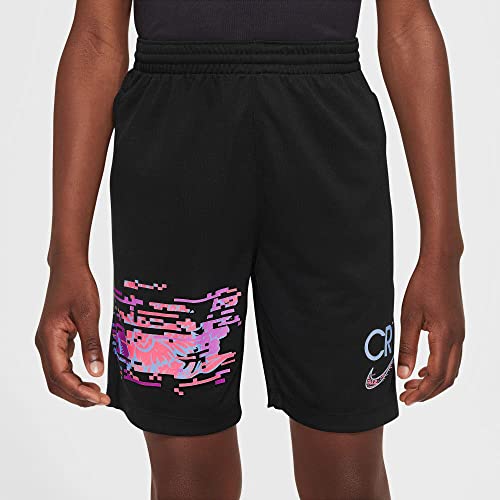 Nike Cr7 B DF Short K Camiseta, Negro/Barely Volt, 110 Unisex niños