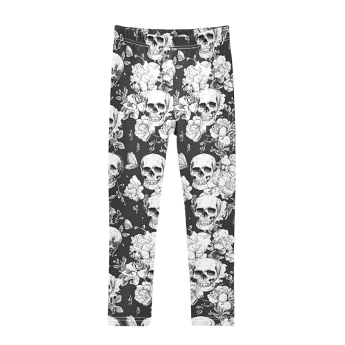 ALAZA Girls' Leggings Children's Yoga Pants Skinny Printed Dance Skull Gothic Vintage Comfortable 4T