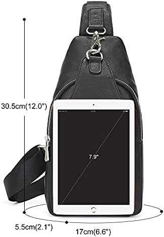 Augus Men's Leather Crossbody Bags Chest Shoulder Bag Vintage Backpack Exquisite MetalClip Anti Theft Waterproof for Travel 2 Augus Men's Leather Crossbody Bags Chest Shoulder Bag Vintage Backpack Exquisite MetalClip Anti Theft Waterproof for Travel