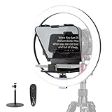 【Iluminación y Prompting en Posición Perfecta】 El kit de teleprompter para teléfono MOMAN MTR ofrece un anillo de luz bicolor de 12 pulgadas para combinar perfectamente con el teleprompter (no es necesario ajustar la distancia), le permite usar su móvil como pantalla del prompter, mientras tanto lee los guiones claramente y tener un efecto ÓPTIMO de luces de relleno.