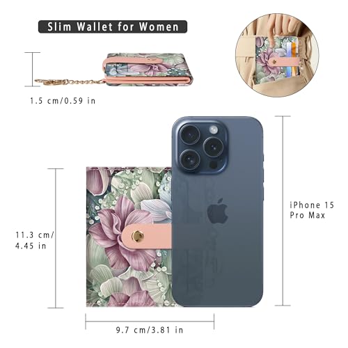 Image of Airkit Small Wallet Women RFID, PU Leather Card Holder with Keychain | Slim Compact Zipper Coin Purse for Ladies, Travel Holiday Gifts for Mom, Cute Mini Bifold Wallets