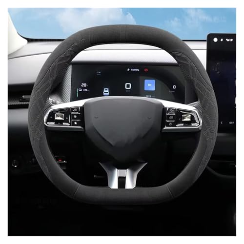 Funda para Volante Funda de Volante de Piel de Ante para MG ZS HS ES5 2025, Accesorios Interiores para Coche. Cubierta para Volante(Double D Black)