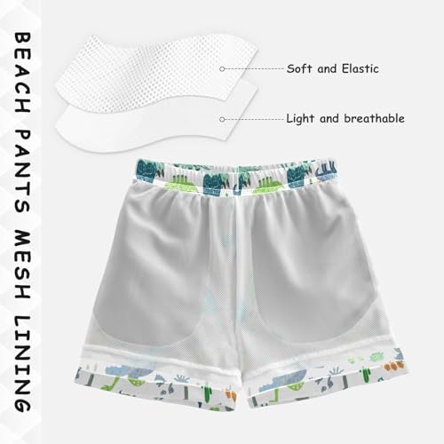 Kids Swimming Shorts, Anti Chafe Swim Trunks for Boys 2 T, Cute Dinosaurs White4
