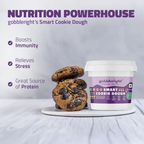 Image of GOBBLERIGHT Chocolate Cookie Dough Premix (375g - Pack of 1) | Ashwagandha Enriched | Boost Immunity & Low Calorie | Ready To Make | Gluten & Dairy Free | Healthy Vegan Instant Cookie Mix