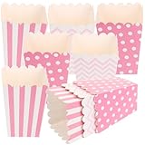 Baluue 36 Cajas de Palomitas de Maíz de Papel Resistentes Mini Cubos para Snacks Diseño de Rayas y Puntos Color Rosa y Blanco Ideales para Fiestas Cine y Celebraciones