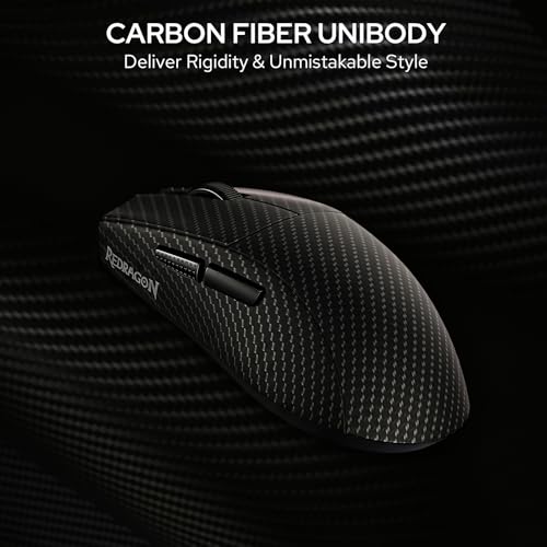 Image of Redragon M916 Plus Carbon Fiber Tri-Mode Gaming Mouse, 49G Ultra-Light 45K DPI Mouse w /Ergonomic Natural Grip Build, Full Programmable Buttons, Software Supports DIY Keybinds & DPI