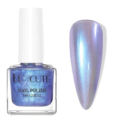 Aurorablau Shimmer Nagellack - Quick Dry Nail Polish auf Wasserbasis, Schnell trocknend & Langanhaltend ungiftiger Nagellack, Natürlich Farblack für Frauen Nail Art, Kein UV Lampe (Aurora Blue)