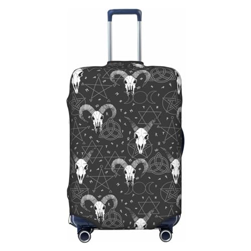 Gothic Style Cool Goat Skull_A Luggage Cover Protector Anti-Scratch Washable Fits 18-32 Inch Luggage-X-Large
