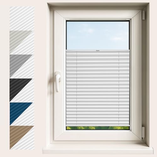 Concept Blinds - Persianas Plisadas OPACOS Premium - Instalación Sin Taladro - Tejido Opaco Resistente - A Medida - Tamaños de Ventana 30–130 cm x 40–230 cm