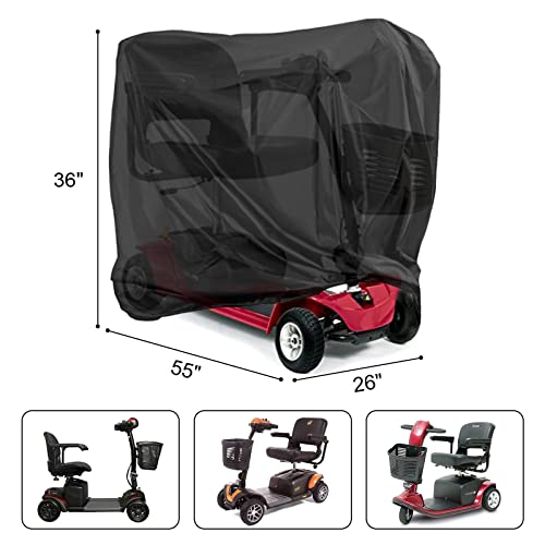 Jungda Mobility Scooter Cover,Waterproof Scooter Cover For Outdoor Storage,Heavy Duty 420D Mobility Scooter Accessories All-Weather Protection Cover - 55 X 26 X 36 Inch (L X W X H) #TOP3