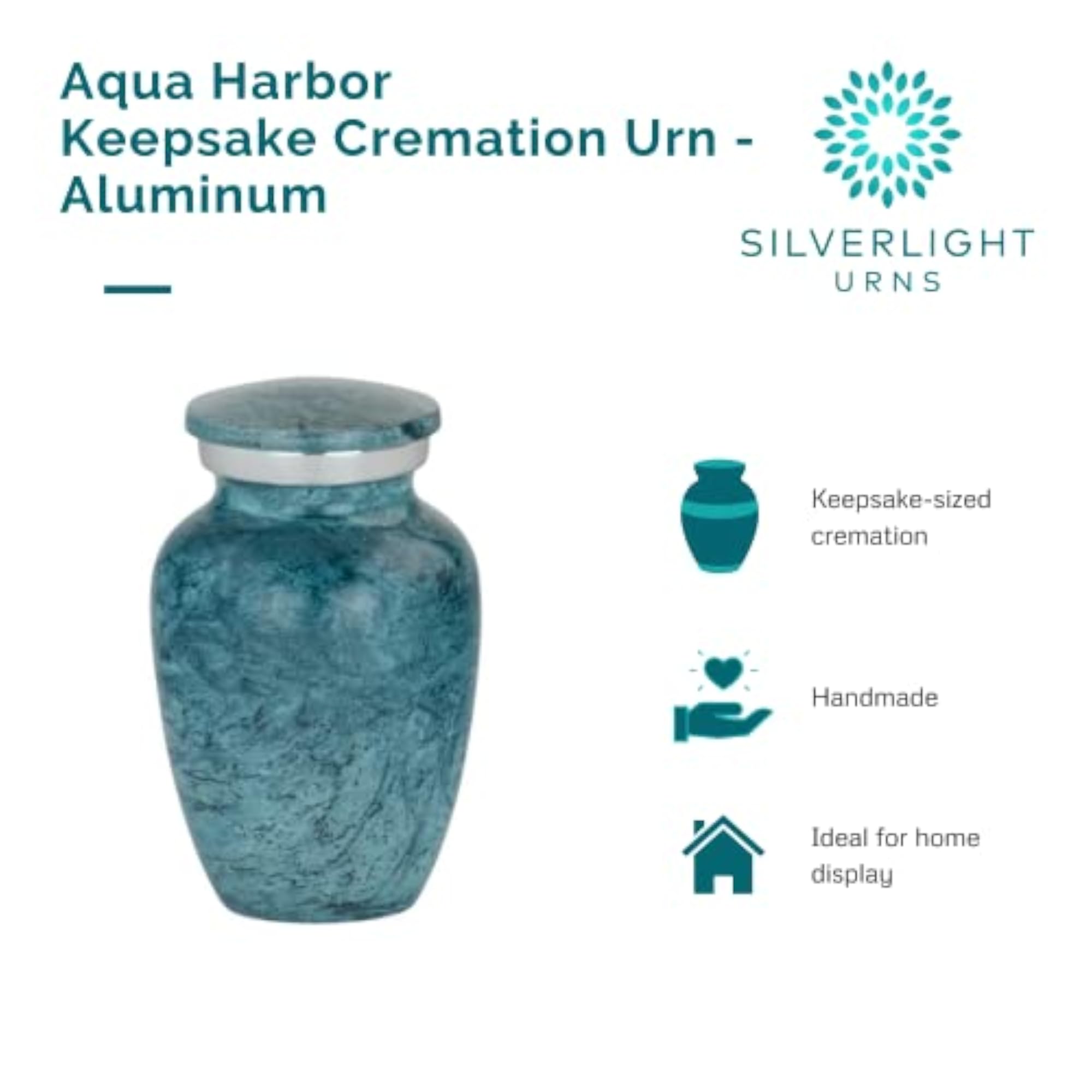 Mini Aluminum Keepsake Urn, Turquoise Ocean Pattern