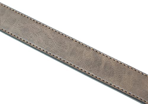 Bc Belts Womens Thin Leather Belt Strap With Vintage Distressed Texture 1.25" Wide With Snaps (Dark Brown-L) #TOP3
