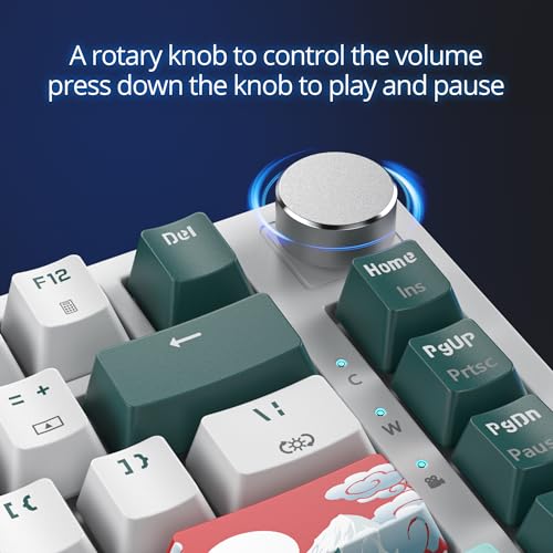 Image of Fogruaden Wired 75% Percent Hot Swappable Mechanical Keyboard, Red Switch, TKL Mechanical Keyboard, Gasket Mount, RGB Backlit Compact Gaming Keyboard with Volume Knob(Forest)