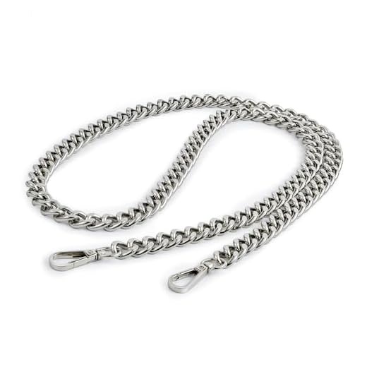 Alça de ombro de substituição de alça de ombro de alumínio para bolsa de mão, acessórios de corrente, Prata, 47.2''