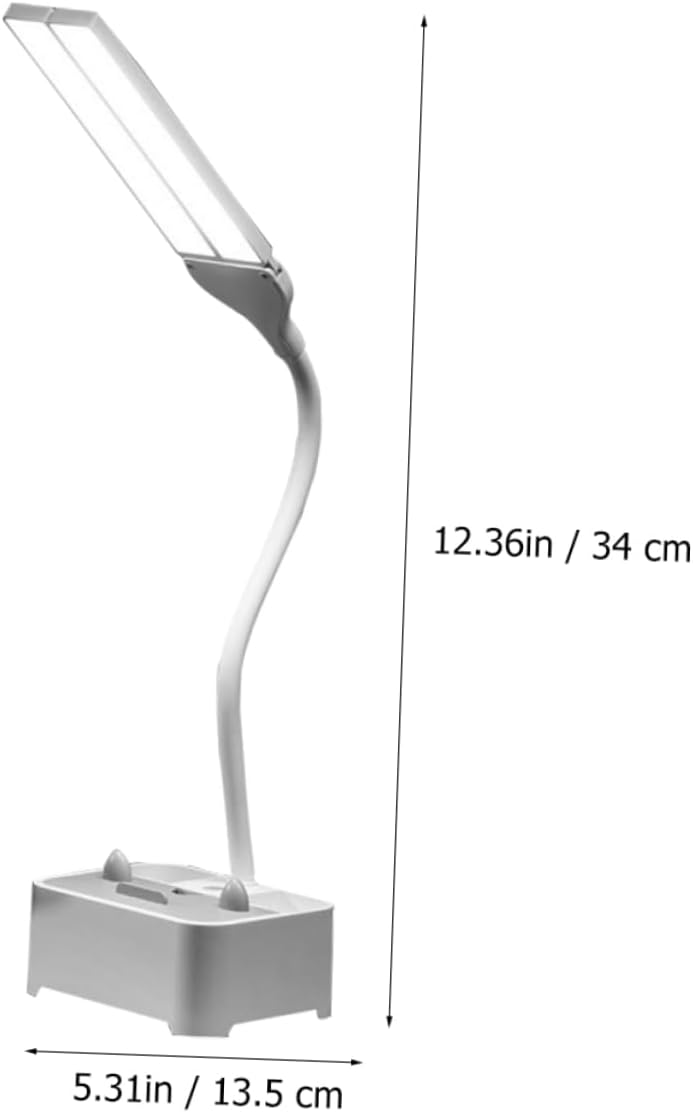 USB Rechargeable Desk Lamp Dual Heads Eye Protection Reading Light Adjustable Brightness Portable Table Lamp for Students Home and Office Use