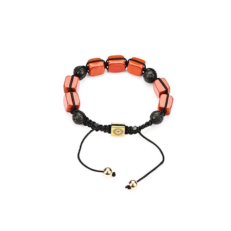 GenericHand Knot Red Aventurine Rectangular Bead Bracelet PB2239