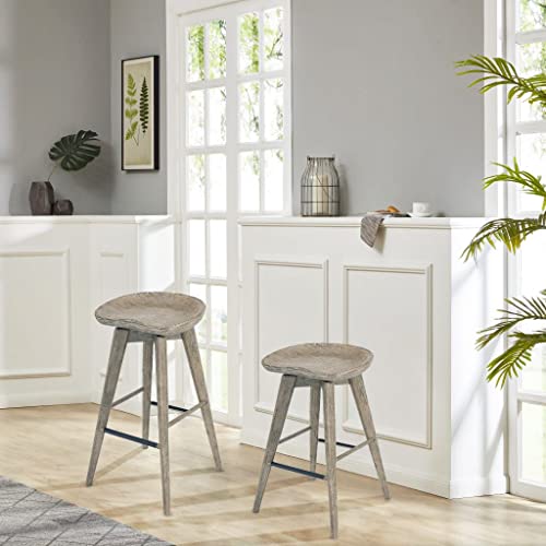 Boraam Bali Backless Swivel Bar Stool, Barnwood Wire-Brush, 29-Inch #TOP1