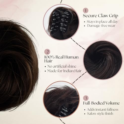 Image of Hair Bun for Women-100% Natural Real Human Hair Extension | Clutcher Hair bun for Women and Hairs Volumizer Easy-To-Wear Hair's Clutcher for Women-Trendy Look (Black)