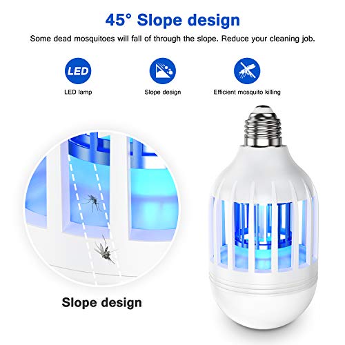 Image of Bug Zapper Light Bulb, 2 in 1 Mosquitoes Killer Lamp Led Electronic Insect & Fly Killer, Porch Light for Entryway, Doorway, Corridor, Balcony and Patio (White)