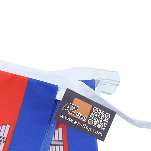 Image of AZ FLAG Cambodia 6 meters BUNTING Flag 20 flags 9'' x 6'' - Cambodian STRING flags 15 x 21 cm