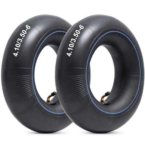 Heavy Duty 4.10/4.00/3.50-6 Thick 40% Inner Tube, 13x4.00-6 Tube with TR87 Bent Valve Stem for Wheelbarrows, Snow Blowers, Wagons, Carts, Hand Trucks, Lawn Mowers, Tractors and More (2 Pcs)